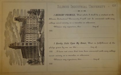Anti-Fraternity pledge image below https://archives.library.illinois.edu/archon/index.php?p=collections/controlcard&id=151