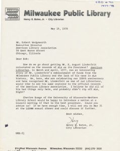 Letter from Henry Bates Jr. to Robert Wedgeworth about K. A. Linderfelt.