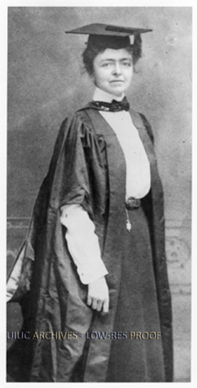 photo from the University of Illinois Archives of Katherine Sharp in academic regalia