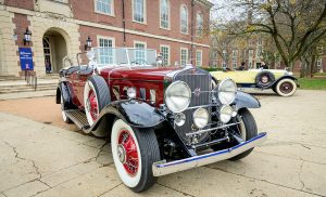 Vintage cars outside the east entrance to the Main Library