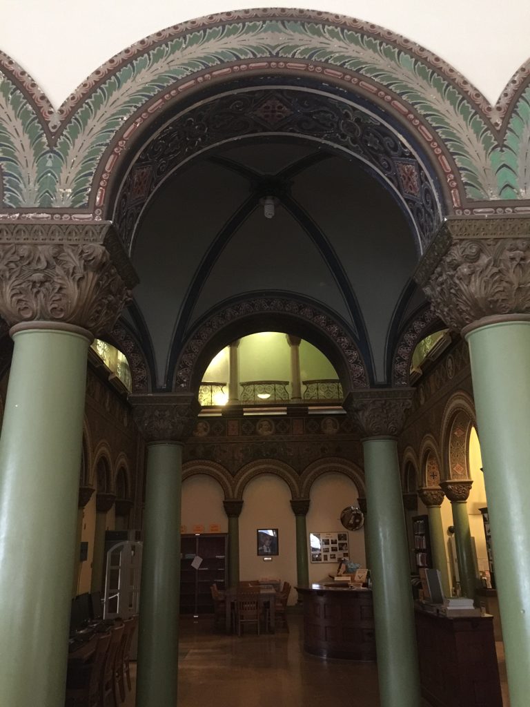 Circulation Room through Arches – Mathematics Library – U of I Library