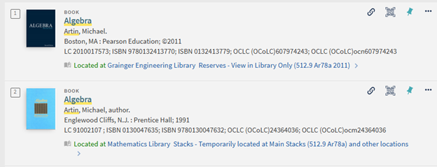 Catalog record: Math Reserves