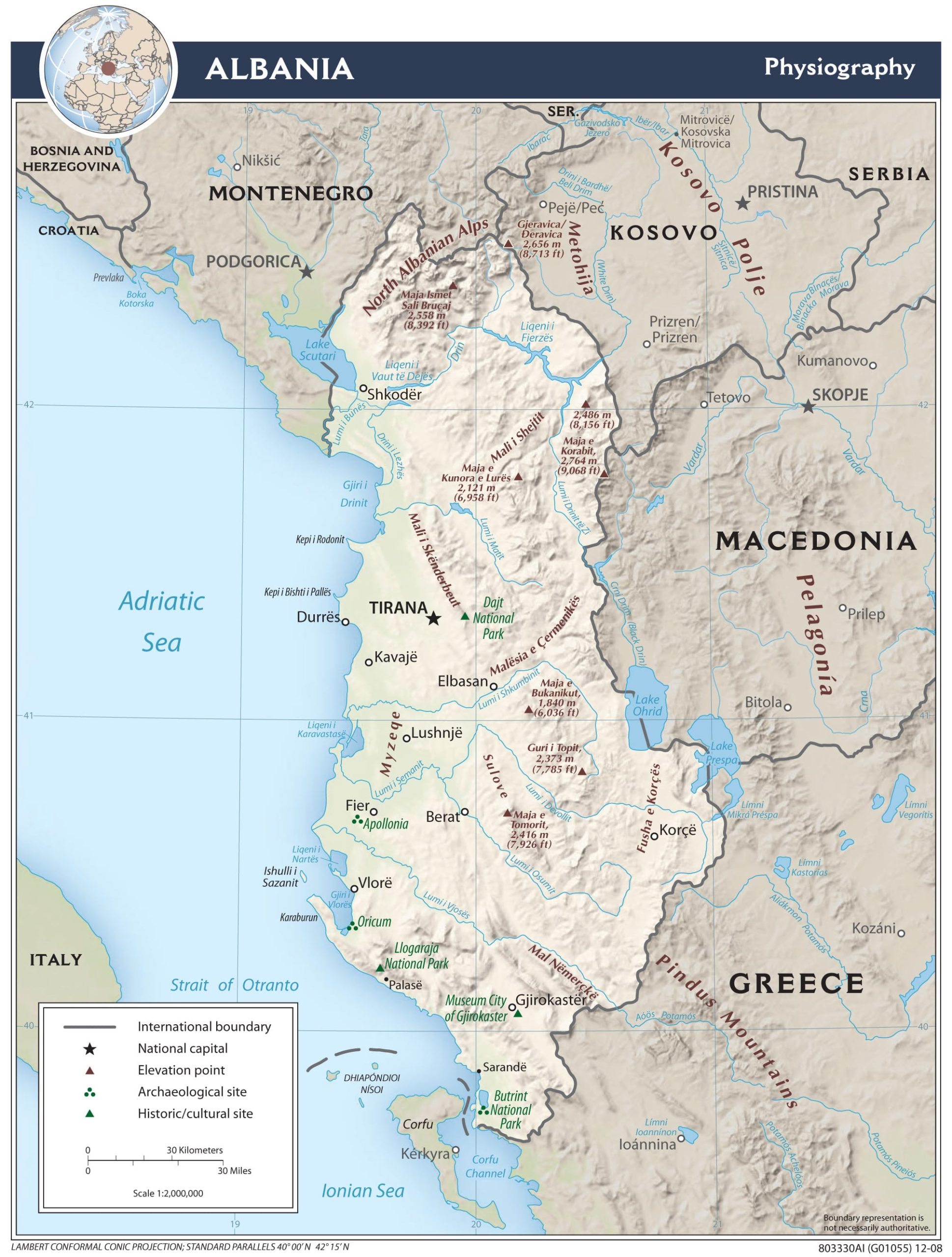 Detailed map of Albania