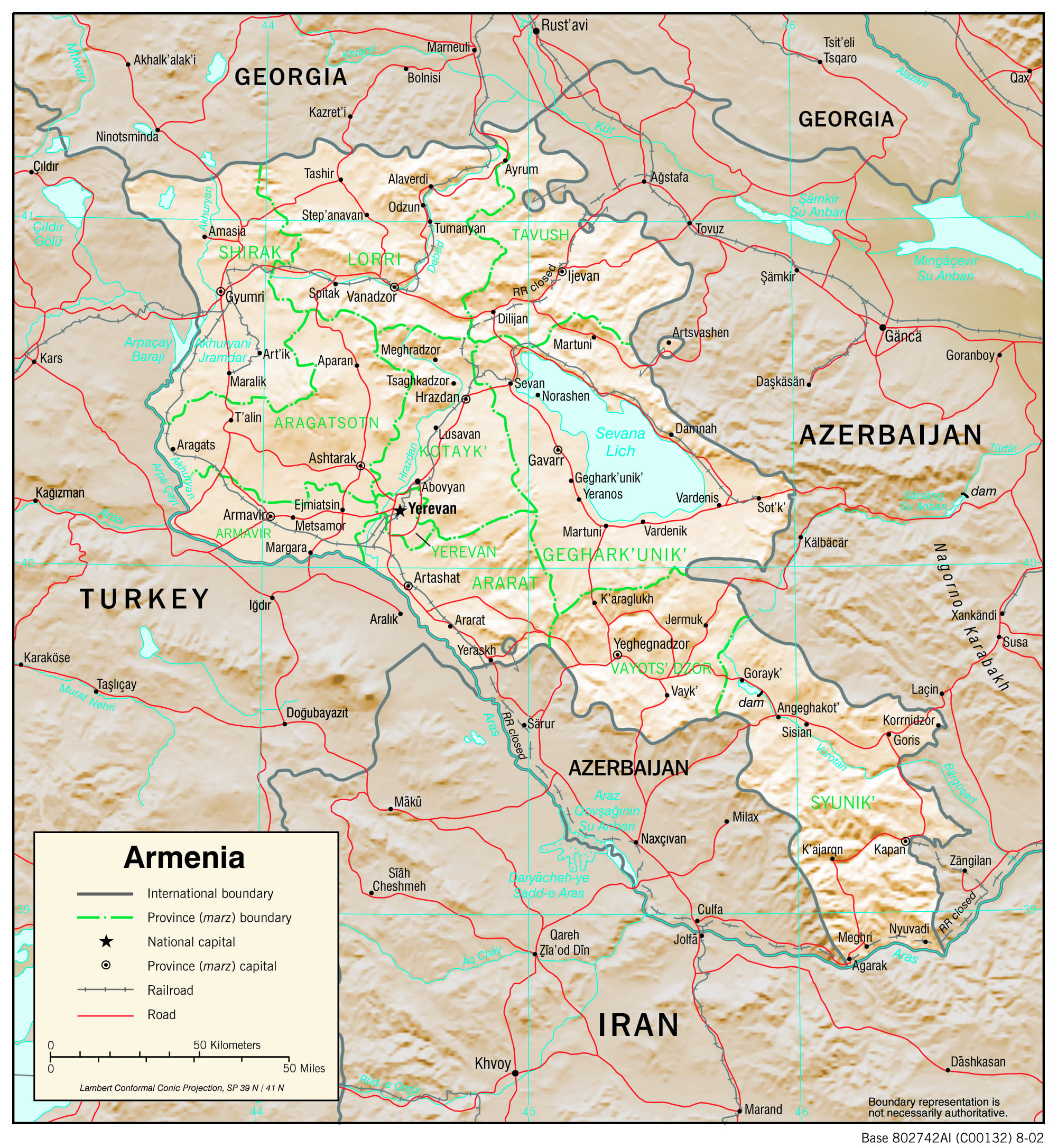 Geographic map of Armenia 
