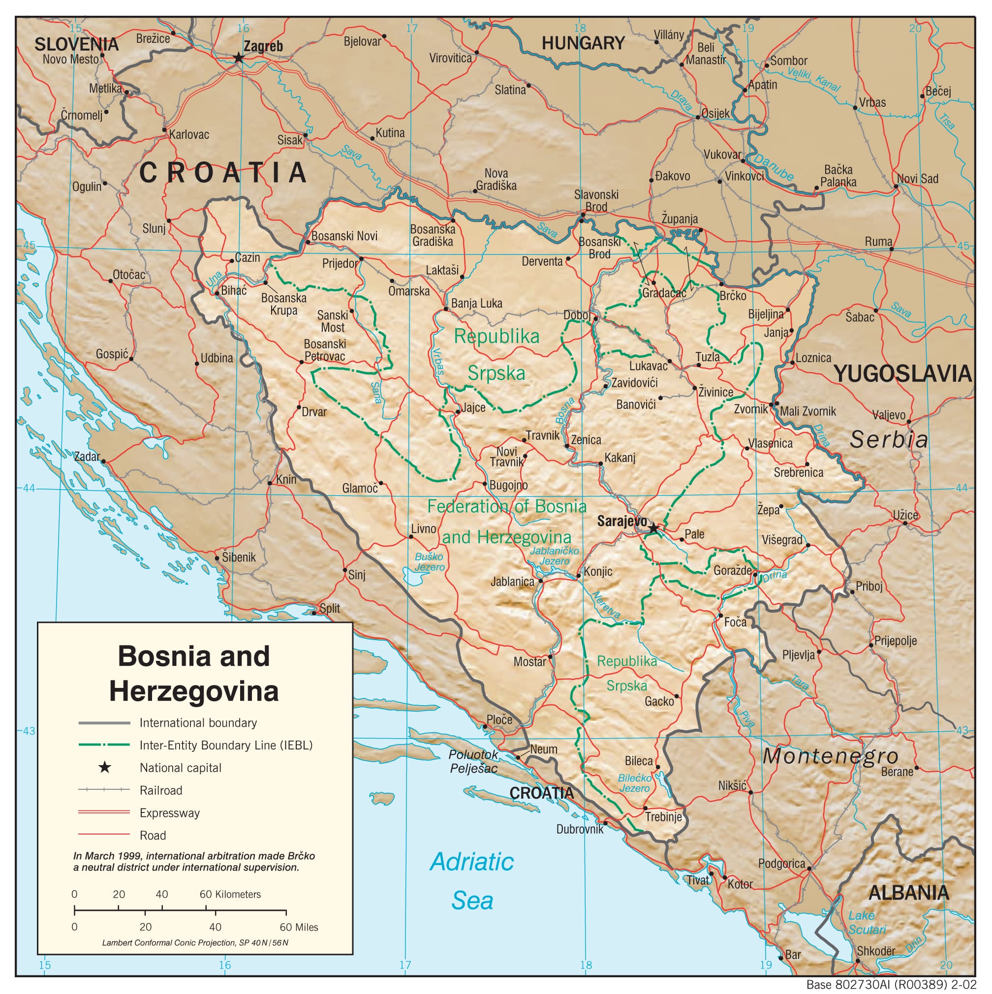 Detailed map of Bosnia