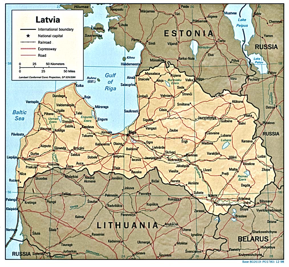 Detailed map of Latvia