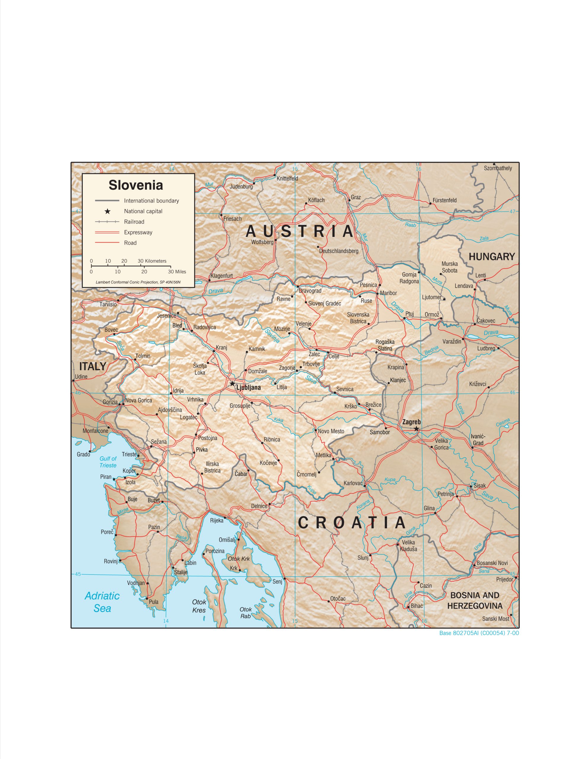 Detailed map of Slovenia