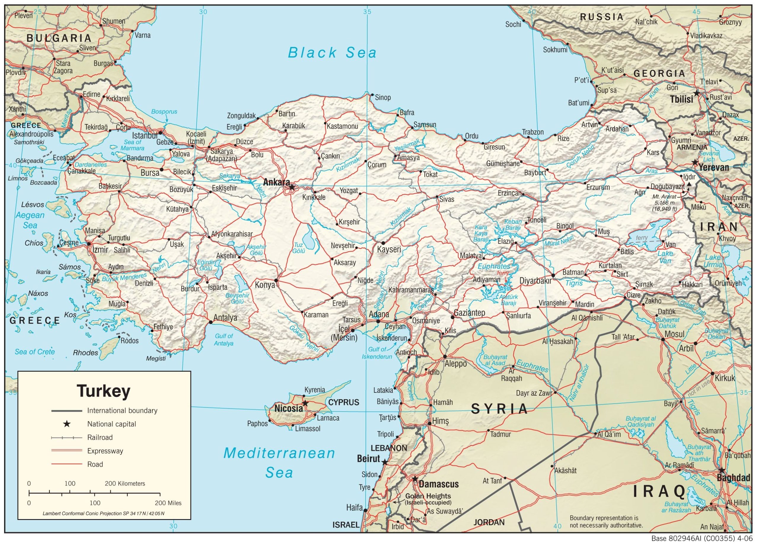 Detailed map of Turkey