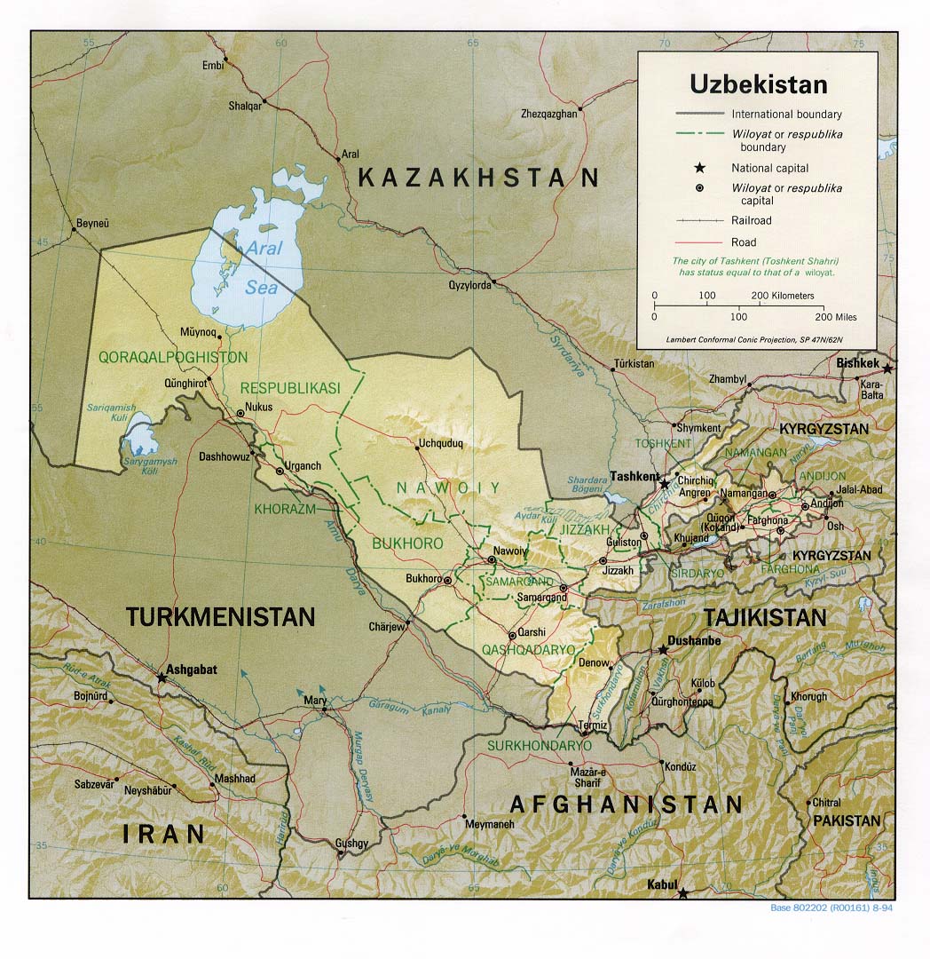 Detailed map of Uzbekistan