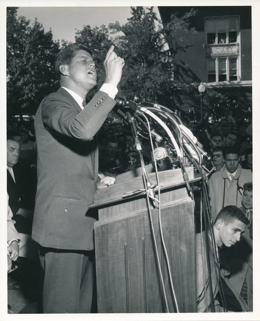 John F. Kennedy spoke passionately.