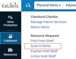 Fulfillment: Scan In Items