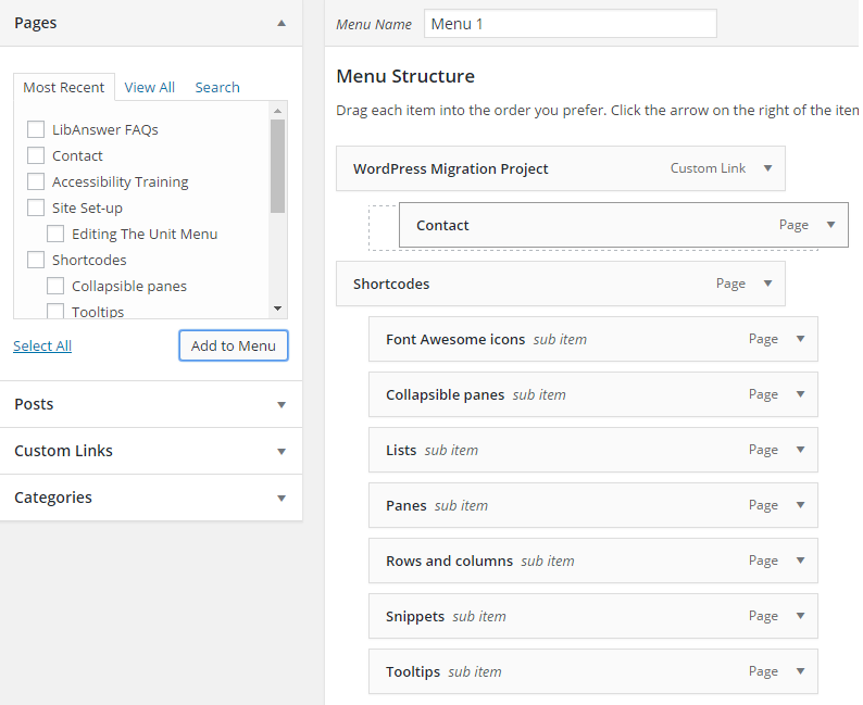 Fig. 4: Rearranging menu items